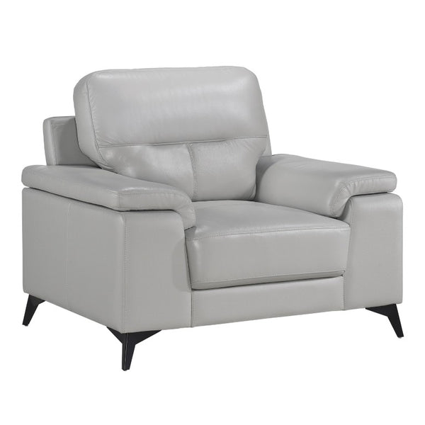 English Elm Luxurious Top Grain Leather Accent Armchair with Pillow Arms and Metal Legs Modern B011P590616