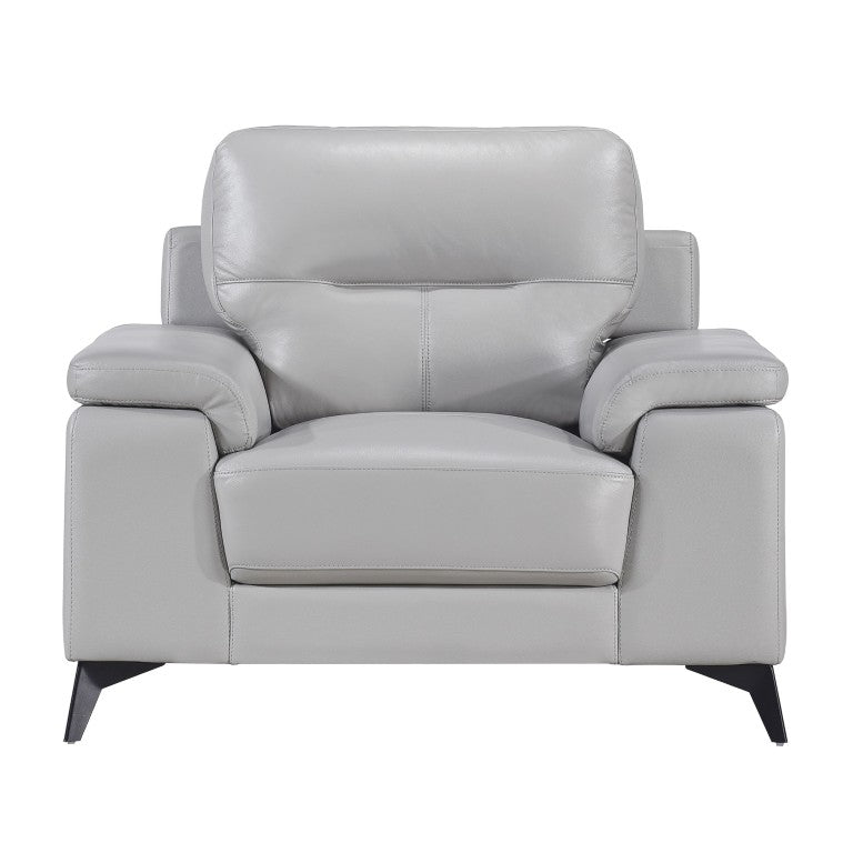 English Elm Luxurious Top Grain Leather Accent Armchair with Pillow Arms and Metal Legs Modern B011P590616