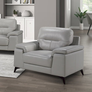 English Elm Luxurious Top Grain Leather Accent Armchair with Pillow Arms and Metal Legs Modern B011P590616
