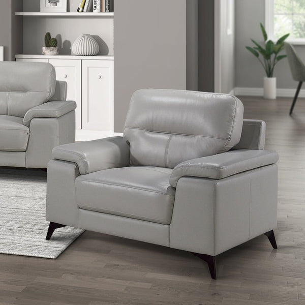 English Elm Luxurious Top Grain Leather Accent Armchair with Pillow Arms and Metal Legs Modern B011P590616