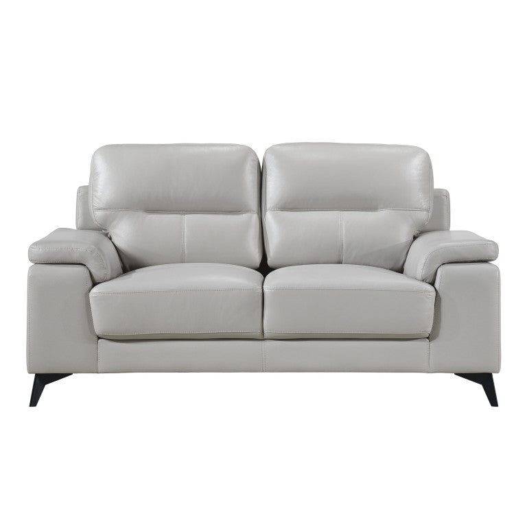 English Elm Luxurious Top Grain Leather Loveseat with Pillow Arms and Sleek Metal Legs Modern Living B011P590618