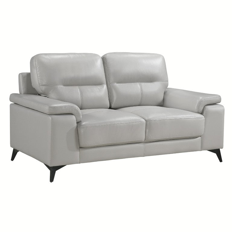 English Elm Luxurious Top Grain Leather Loveseat with Pillow Arms and Sleek Metal Legs Modern Living B011P590618