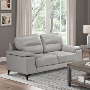 English Elm Luxurious Top Grain Leather Loveseat with Pillow Arms and Sleek Metal Legs Modern Living B011P590618