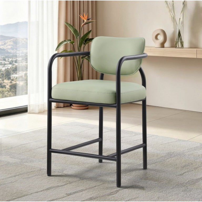 English Elm Modern Upholstered Counterstool with Arms Iron Frame Comfortable Kitchen Island Seating B011P590627