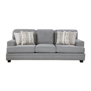 English Elm Transitional Gray Chenille Three-Seat Sofa with Nailhead Trim and Pocket Coil Support B011P592476