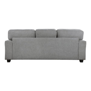 English Elm Transitional Gray Chenille Three-Seat Sofa with Nailhead Trim and Pocket Coil Support B011P592476