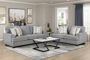 English Elm Transitional Gray Chenille Three-Seat Sofa with Nailhead Trim and Pocket Coil Support B011P592476