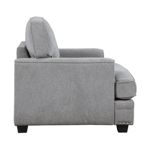 English Elm Transitional Armchair Chenille Upholstered Nailhead Trim Plywood Frame Living Room Seat Gray B011P592480