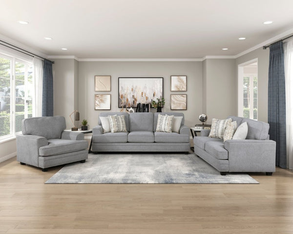 English Elm Transitional Armchair Chenille Upholstered Nailhead Trim Plywood Frame Living Room Seat Gray B011P592480