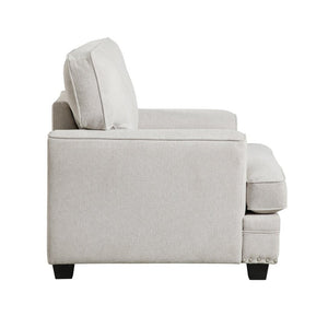 English Elm Transitional Armchair Chenille Upholstered Nailhead Trim Plywood Frame Living Room Seat Sand B011P592481