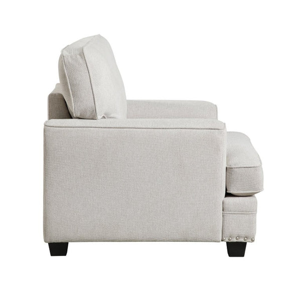 English Elm Transitional Armchair Chenille Upholstered Nailhead Trim Plywood Frame Living Room Seat Sand B011P592481