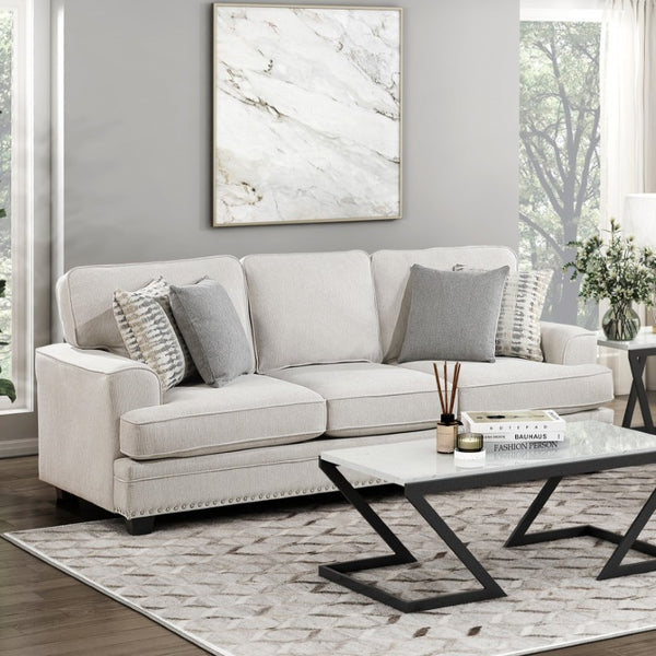 English Elm Transitional 3 Piece Chenille Living Room Sofa Set with Nailhead Trim and Pocket Coils Sofa Only B011P592484