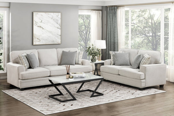 English Elm Transitional 3 Piece Chenille Living Room Sofa Set with Nailhead Trim and Pocket Coils Sofa Only B011P592484