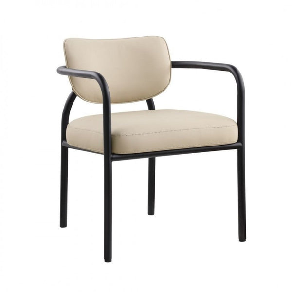 English Elm Modern Upholstered Dining Chair Set of 2 with Black Iron Frame and Curved Back Sand B011P593063