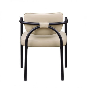 English Elm Modern Upholstered Dining Chair Set of 2 with Black Iron Frame and Curved Back Sand B011P593063