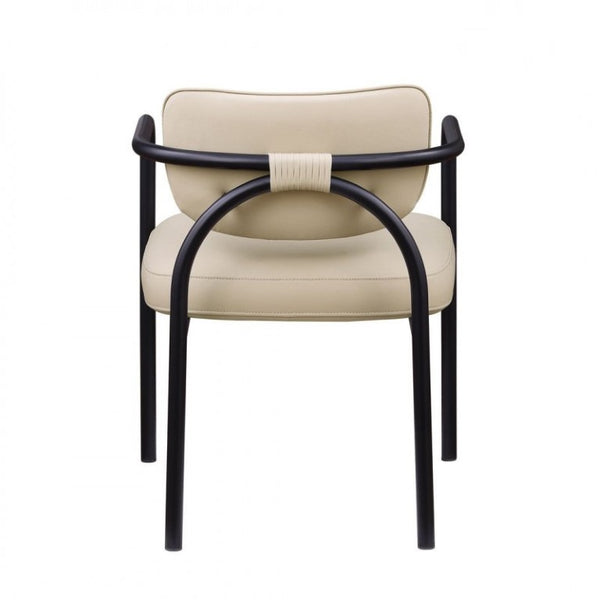 English Elm Modern Upholstered Dining Chair Set of 2 with Black Iron Frame and Curved Back Sand B011P593063