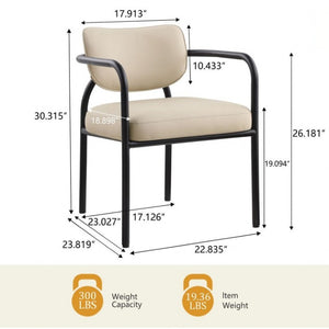 English Elm Modern Upholstered Dining Chair Set of 2 with Black Iron Frame and Curved Back Sand B011P593063