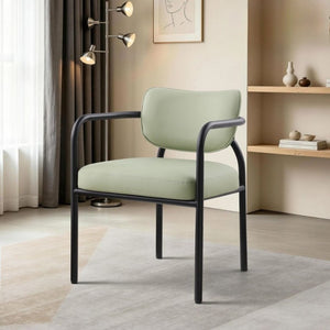 English Elm Modern Upholstered Dining Chair Set of 2 with Black Iron Frame and Curved Back Sage B011P593064