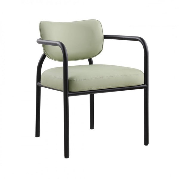 English Elm Modern Upholstered Dining Chair Set of 2 with Black Iron Frame and Curved Back Sage B011P593064