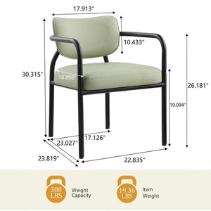 English Elm Modern Upholstered Dining Chair Set of 2 with Black Iron Frame and Curved Back Sage B011P593064