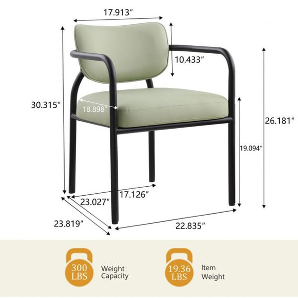 English Elm Modern Upholstered Dining Chair Set of 2 with Black Iron Frame and Curved Back Sage B011P593064