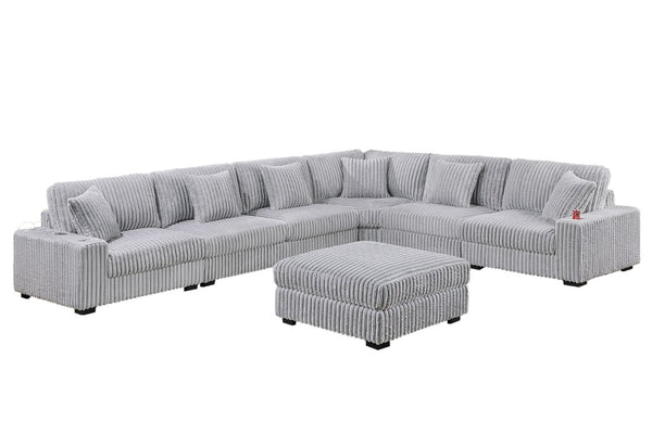 English Elm Mink Gray Jumbo Corduroy Modular Armless Chair Plush Seat for Contemporary Living B011P593067