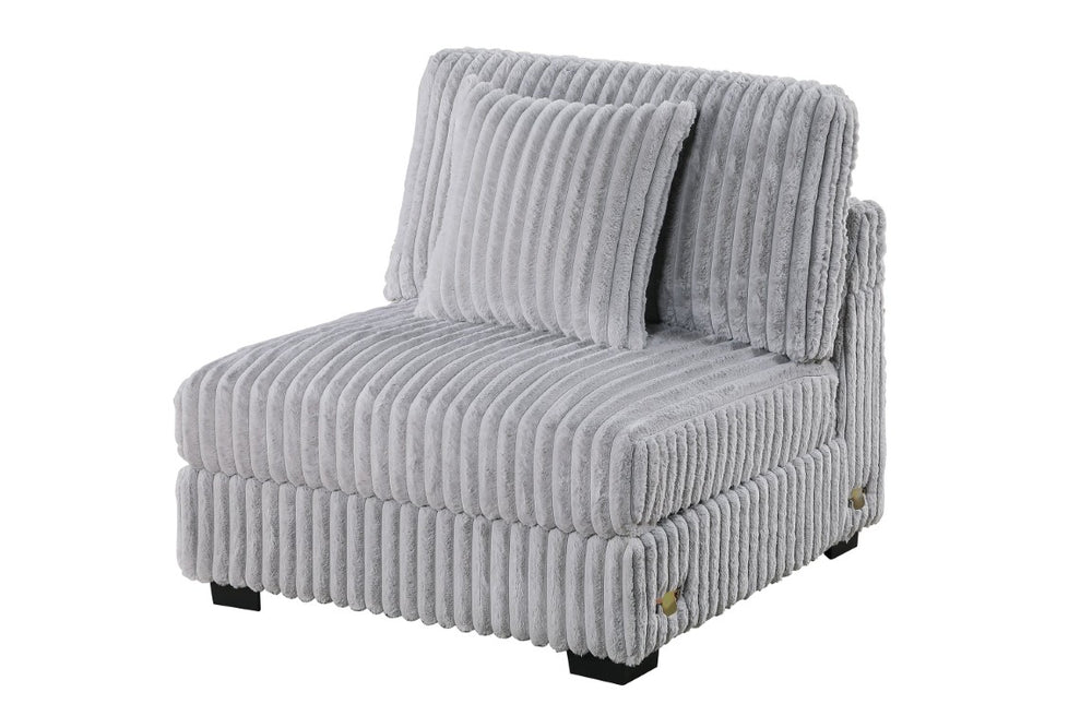 English Elm Mink Gray Jumbo Corduroy Modular Armless Chair Plush Seat for Contemporary Living B011P593067