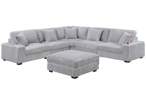 English Elm Mink Gray Jumbo Corduroy Modular Armless Chair Plush Seat for Contemporary Living B011P593067