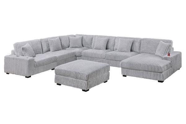 English Elm Mink Gray Jumbo Corduroy Modular Armless Chair Plush Seat for Contemporary Living B011P593067