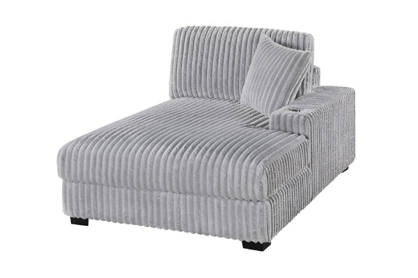 English Elm 1Pc Jumbo Corduroy RAF Chaise with Built-In Cupholder for Modular Living Rooms B011P593071