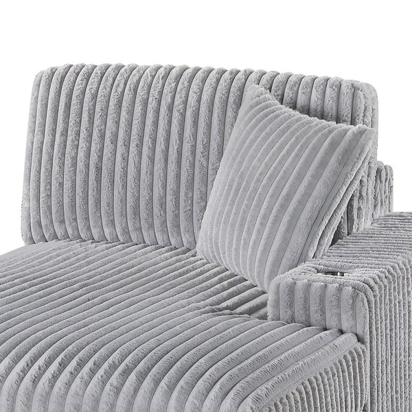 English Elm 1Pc Jumbo Corduroy RAF Chaise with Built-In Cupholder for Modular Living Rooms B011P593071