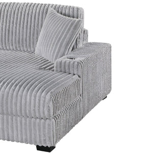 English Elm 1Pc Jumbo Corduroy RAF Chaise with Built-In Cupholder for Modular Living Rooms B011P593071