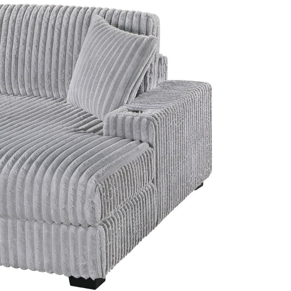 English Elm 1Pc Jumbo Corduroy RAF Chaise with Built-In Cupholder for Modular Living Rooms B011P593071
