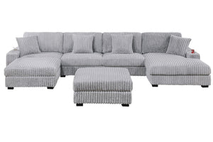 English Elm 1Pc Jumbo Corduroy RAF Chaise with Built-In Cupholder for Modular Living Rooms B011P593071