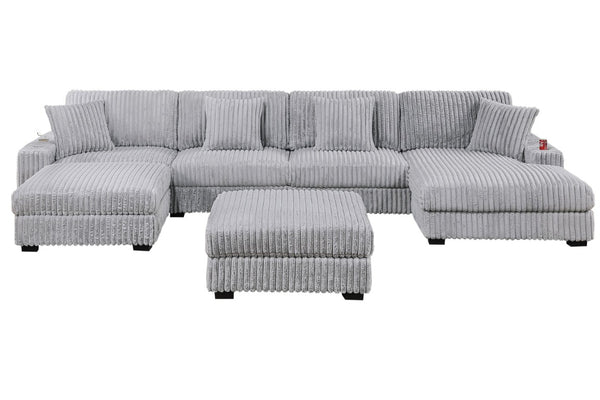 English Elm 1Pc Plush Jumbo Corduroy Square Ottoman Modular Living Room Footrest Seating B011P593072