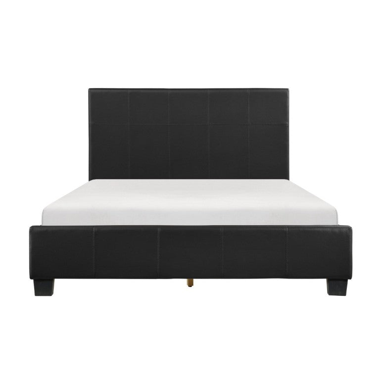 English Elm Contemporary Faux Leather Eastern King Bed Tall Headboard Low Profile Urban Loft Style B011S00157