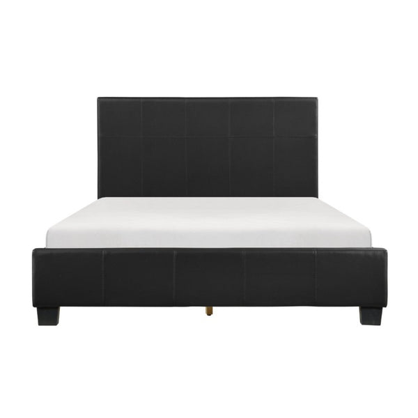 English Elm Contemporary Faux Leather Eastern King Bed Tall Headboard Low Profile Urban Loft Style B011S00157
