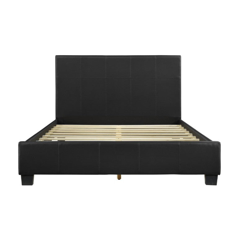 English Elm Contemporary Faux Leather Eastern King Bed Tall Headboard Low Profile Urban Loft Style B011S00157