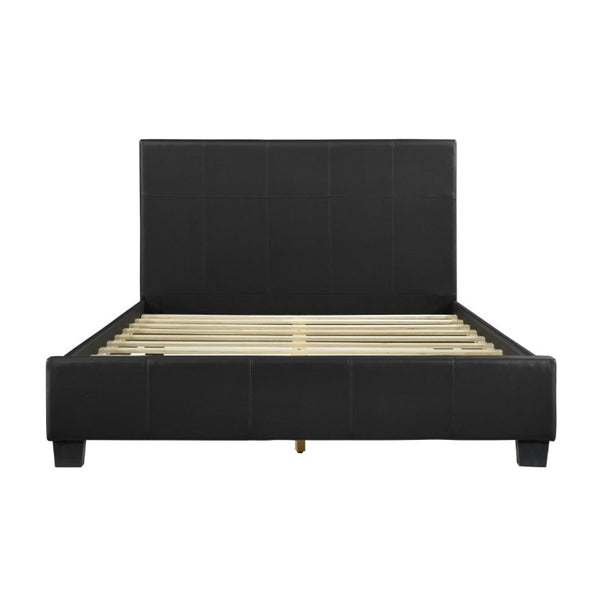 English Elm Contemporary Faux Leather Eastern King Bed Tall Headboard Low Profile Urban Loft Style B011S00157