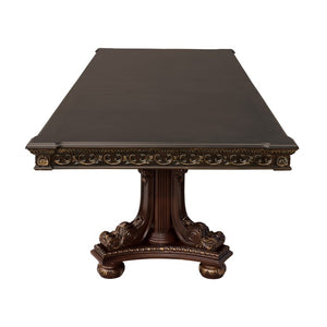 English Elm Formal Cherry Veneer Extendable Dining Table with Gold Tipped Carved Old World Detail B011S00266