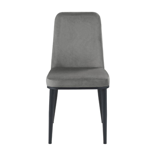 English Elm Contemporary Sintered Stone 7 Piece Dining Set with Gray Velvet Chairs Matte Black Frame 5pc B011S00653