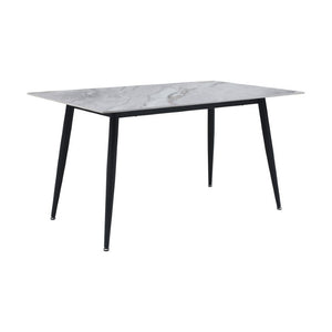 English Elm Contemporary Sintered Stone 7 Piece Dining Set with Gray Velvet Chairs Matte Black Frame 7pc B011S00654