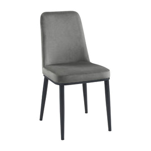 English Elm Contemporary Sintered Stone 7 Piece Dining Set with Gray Velvet Chairs Matte Black Frame 7pc B011S00654