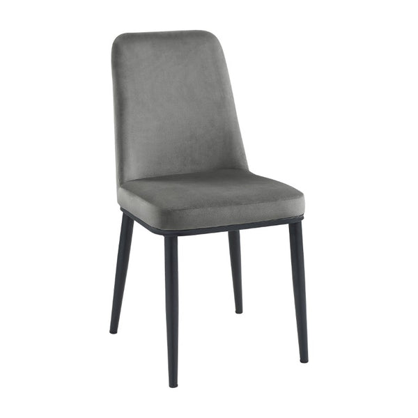 English Elm Contemporary Sintered Stone 7 Piece Dining Set with Gray Velvet Chairs Matte Black Frame 7pc B011S00654