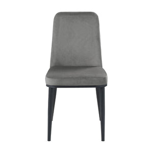 English Elm Contemporary Sintered Stone 7 Piece Dining Set with Gray Velvet Chairs Matte Black Frame 7pc B011S00654
