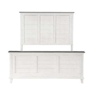 English Elm Classic Farmhouse California King Bed Two Tone Panel Headboard in Solid Oak Wood B011S01259