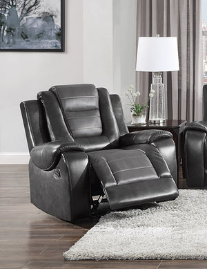English Elm Modern Faux Leather 3 Piece Reclining Sofa Set with Glider Chair Two Tone Gray B011S01272