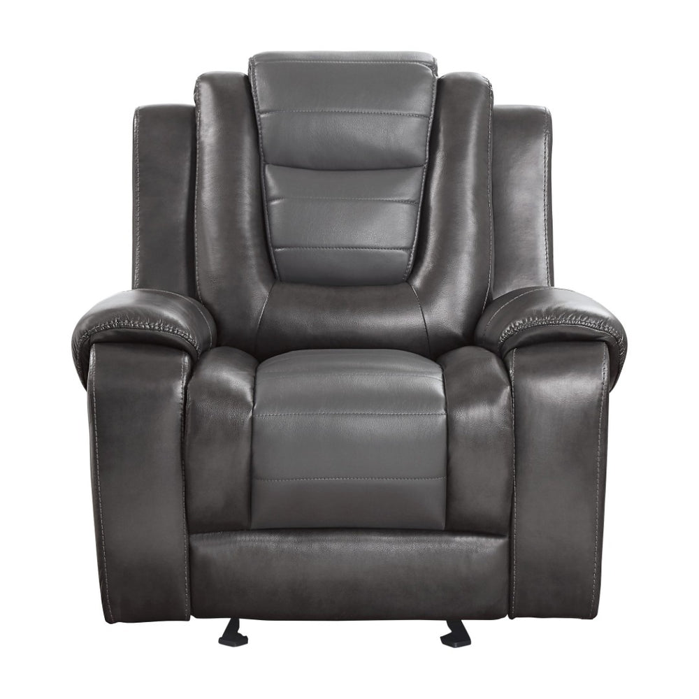 English Elm Modern Faux Leather 3 Piece Reclining Sofa Set with Glider Chair Two Tone Gray B011S01272