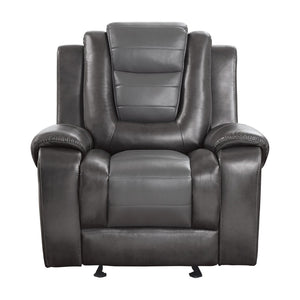English Elm Modern Faux Leather 3 Piece Reclining Sofa Set with Glider Chair Two Tone Gray B011S01272
