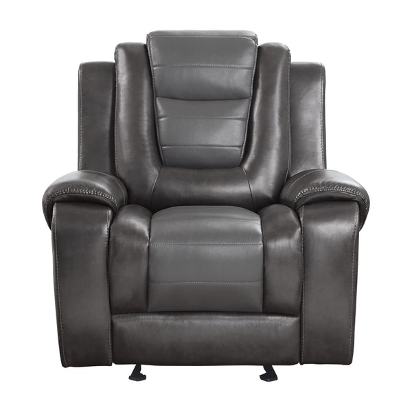 English Elm Modern Faux Leather 3 Piece Reclining Sofa Set with Glider Chair Two Tone Gray B011S01272